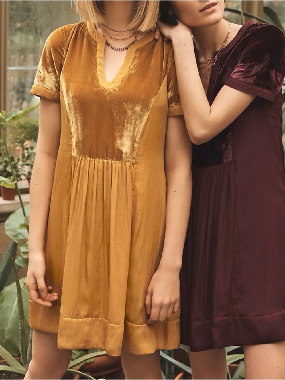 Anthropologie x Maeve Deep Plum Short Sleeve Dress velvet